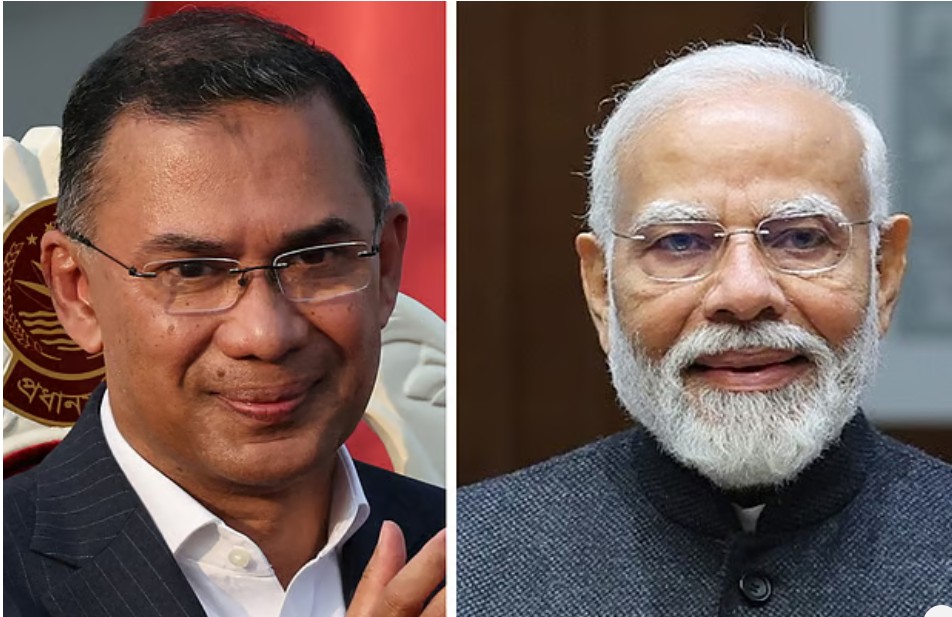 বাংলাদেশের নবনির্বাচিত প্রধানমন্ত্রী তারেক রহমান ও ভারতের প্রধানমন্ত্রী নরেন্দ্র মোদি